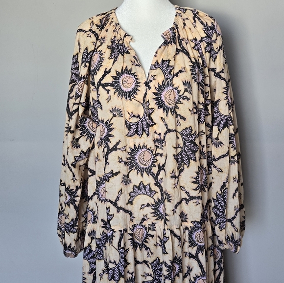 A.L.C. Marcia Printed Cotton Voile Tiered Boho Hippie Dress with Pockets Size 8 - Picture 7 of 11